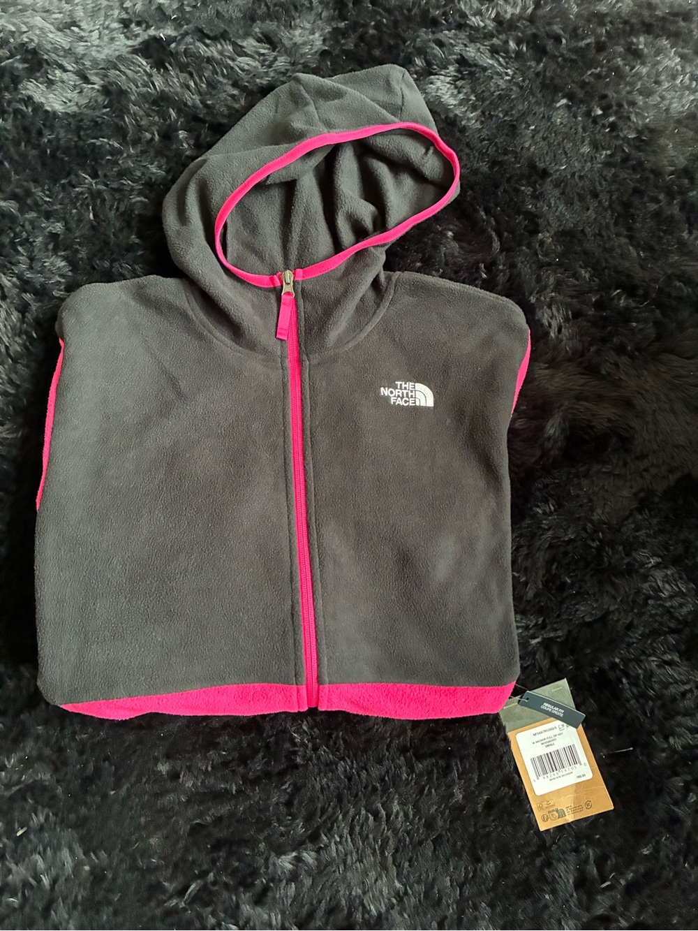 The North Face pink and black Fleece Hoodie with Pink Accents